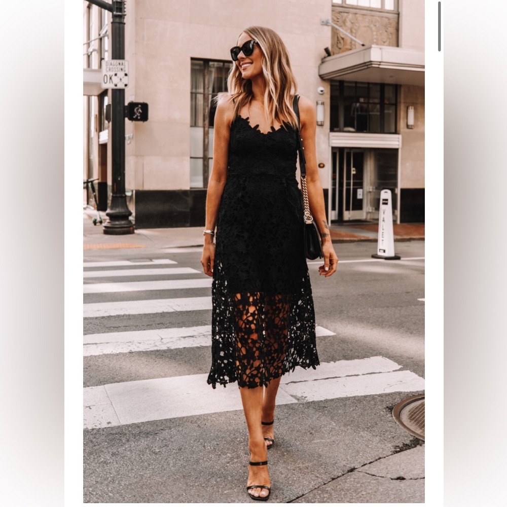 Express Lace Overlay MIDI Dress